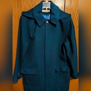 Alfred Dunner Deep Teal Green Wool Coat, Size 14